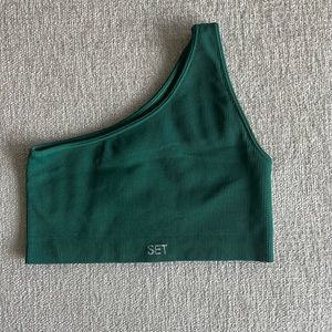 Set Active one shoulder sports bra in green